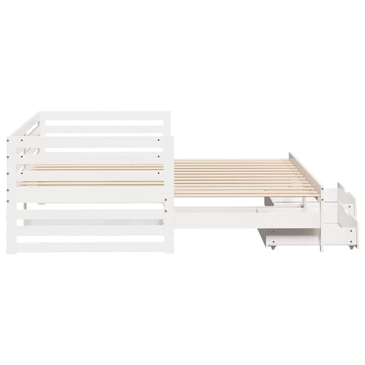 daybed med skuffer 90x200 cm massivt fyrretræ hvid