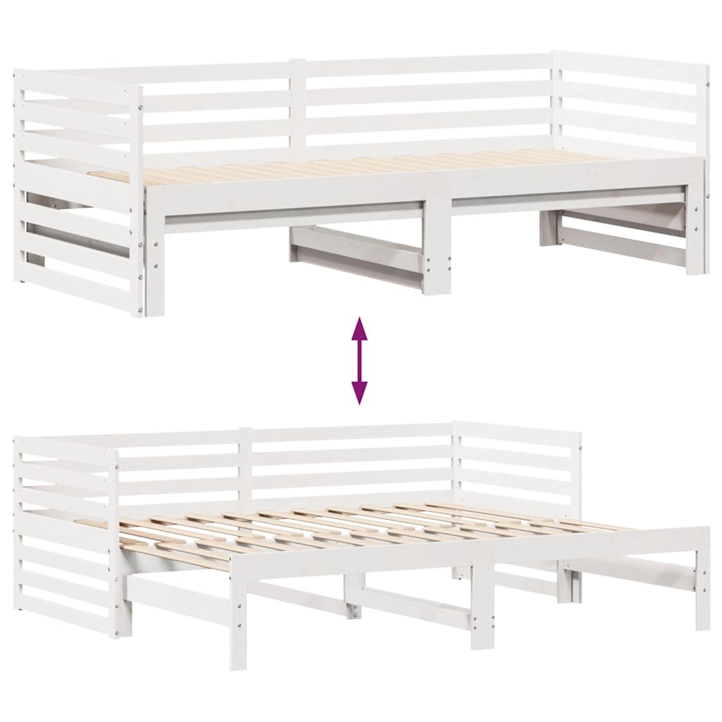 daybed med skuffer 90x200 cm massivt fyrretræ hvid