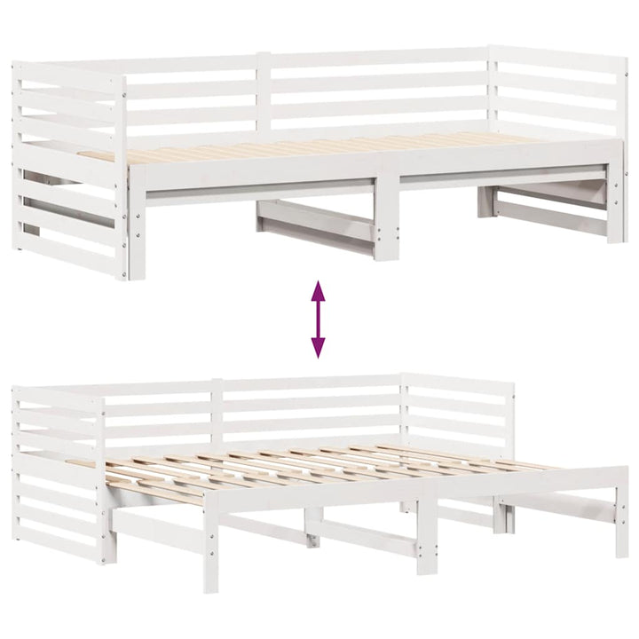daybed med skuffer 90x200 cm massivt fyrretræ hvid