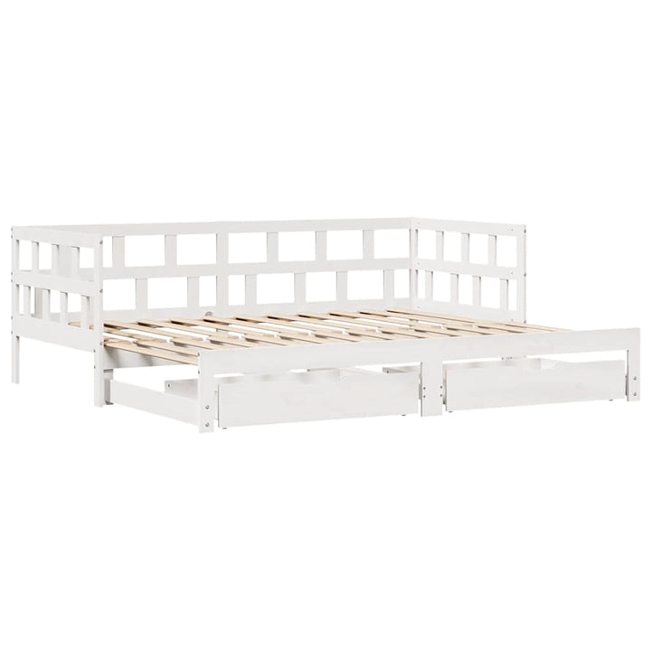 daybed med udtræk og skuffer uden madras 90x200 cm hvid
