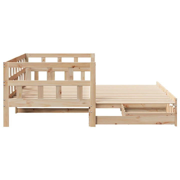 daybed med udtræk og skuffer uden madras 80x200 cm