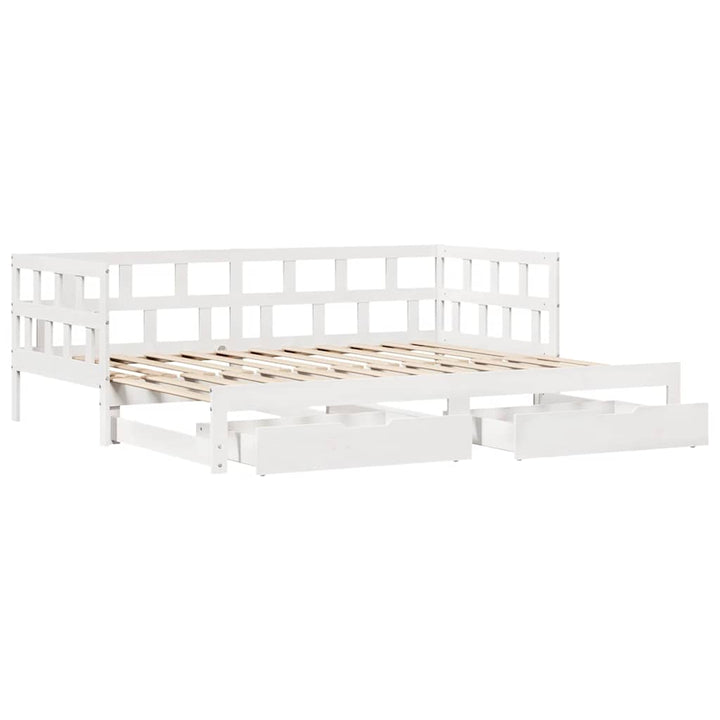 daybed med udtræk og skuffer uden madras 90x190 cm hvid