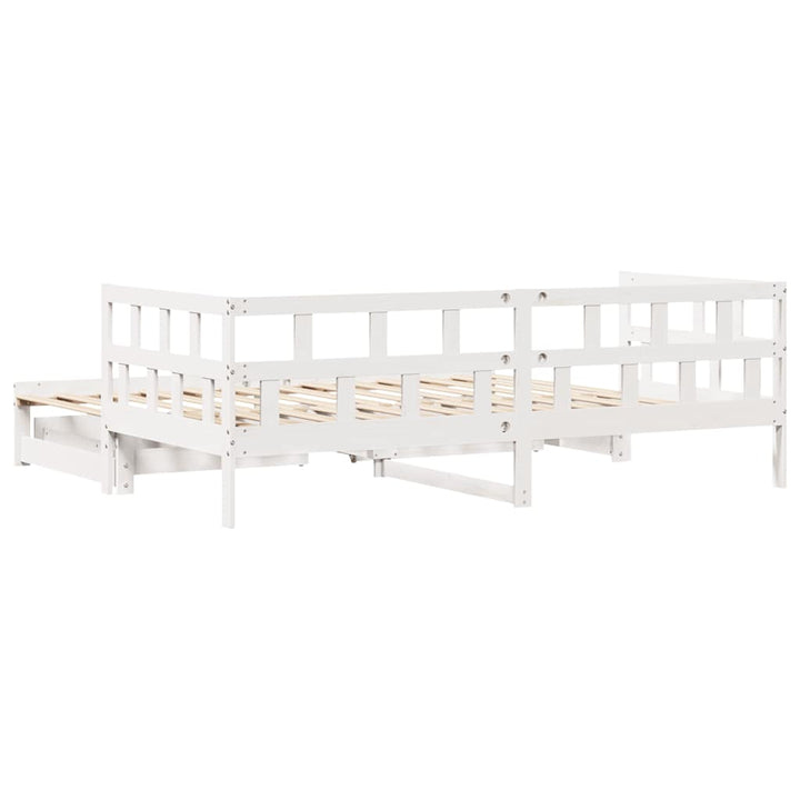 daybed med udtræk og skuffer uden madras 90x190 cm hvid