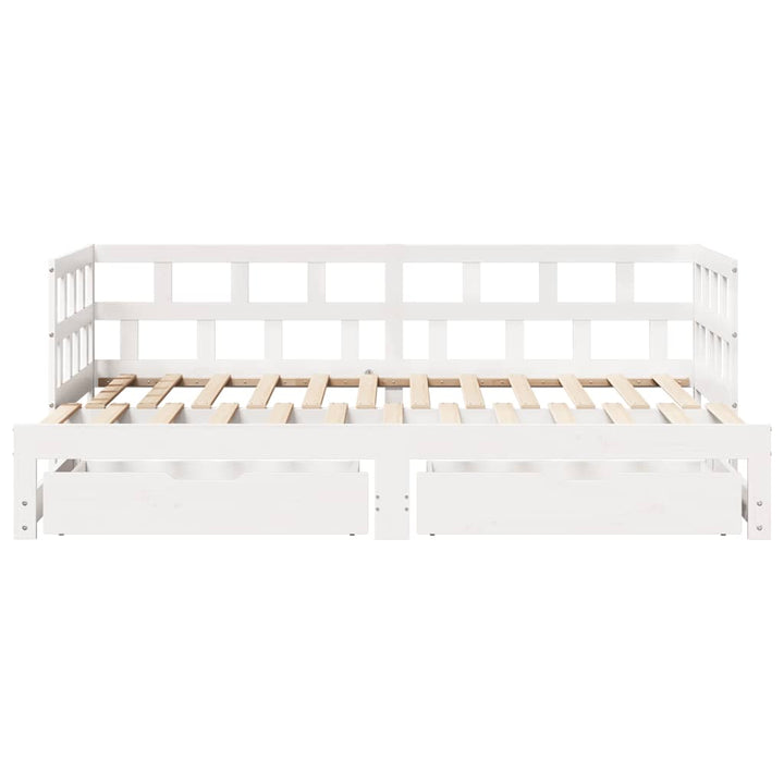daybed med udtræk og skuffer uden madras 90x200 cm hvid