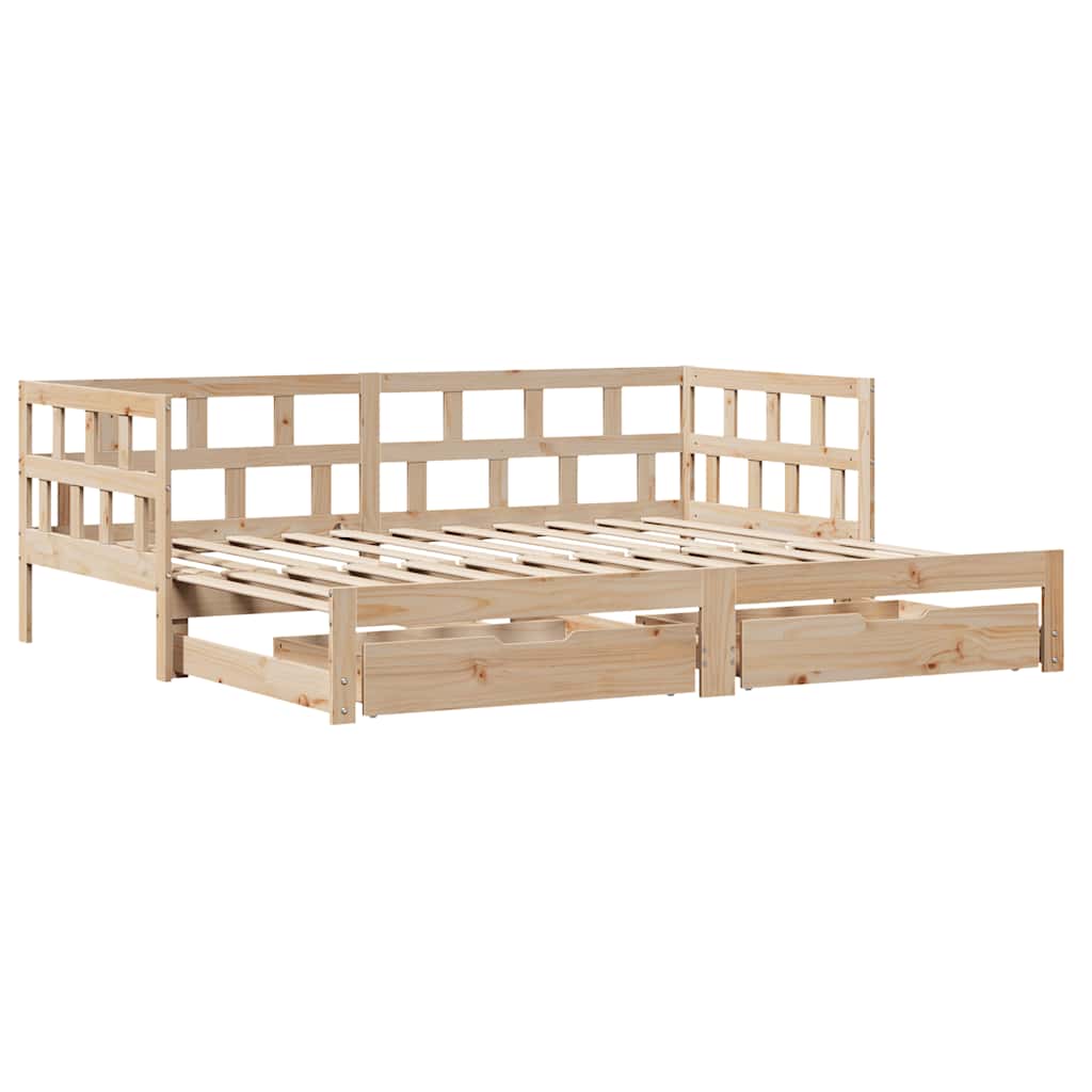 daybed med udtræk og skuffer uden madras 80x200 cm