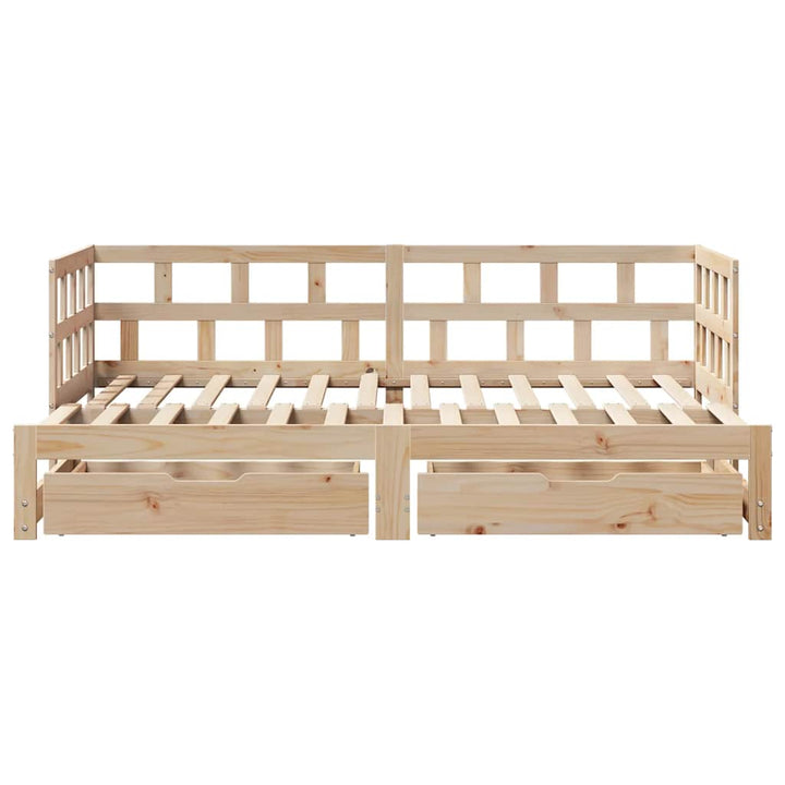 daybed med udtræk og skuffer uden madras 80x200 cm