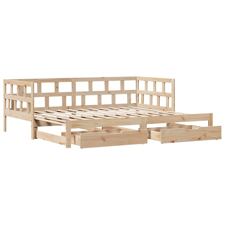 daybed med udtræk og skuffer uden madras 80x200 cm