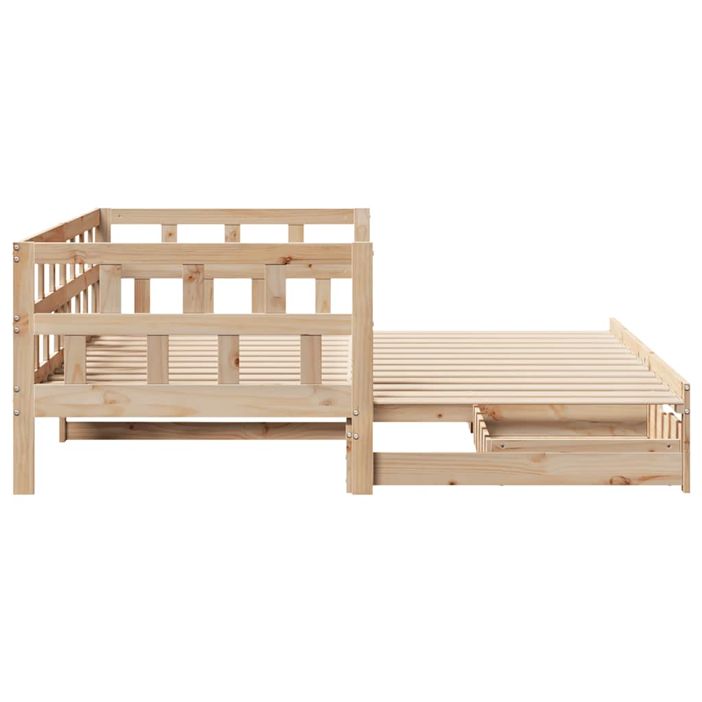 daybed med udtræk og skuffer uden madras 80x200 cm