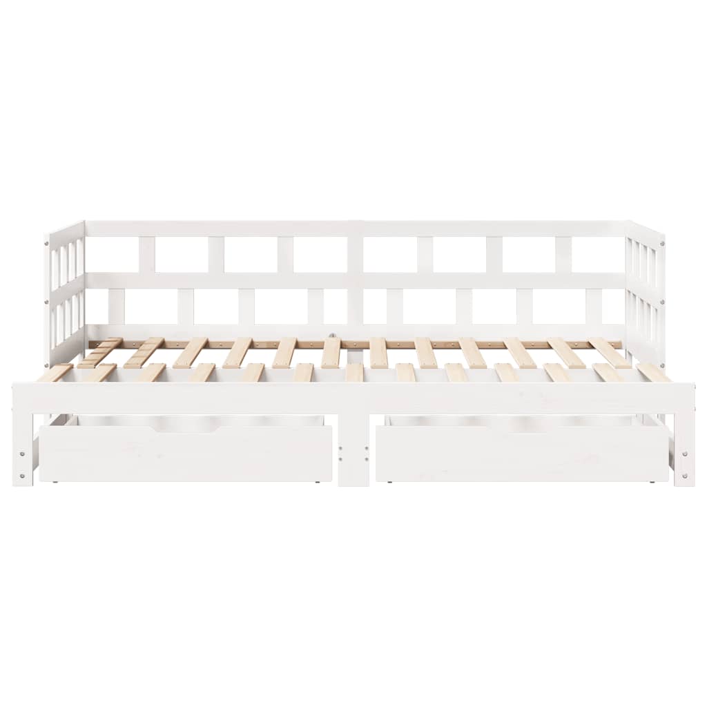 daybed med udtræk og skuffer uden madras 90x190 cm hvid