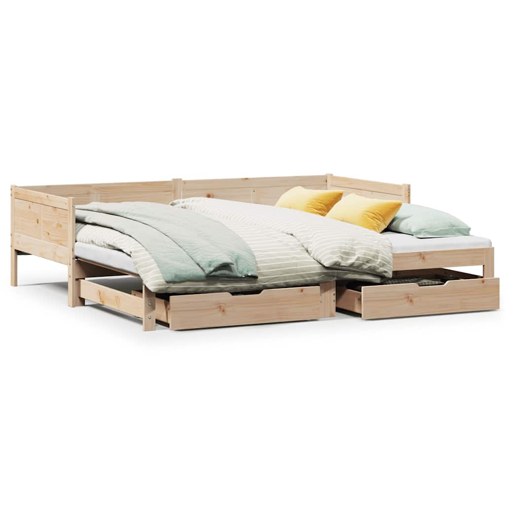 daybed med udtræk og skuffer uden madras 80x200 cm