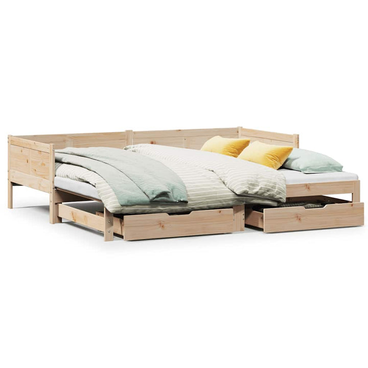 daybed med udtræk og skuffer uden madras 80x200 cm
