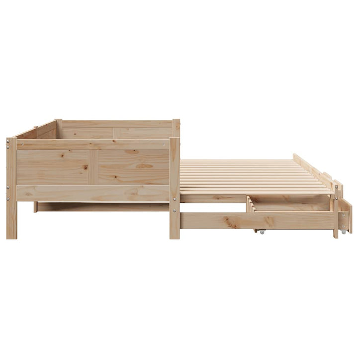 daybed med udtræk og skuffer uden madras 80x200 cm