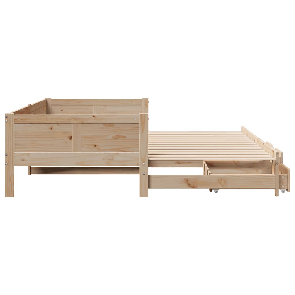 daybed med udtræk og skuffer uden madras 80x200 cm