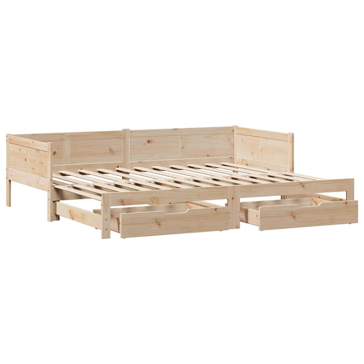 daybed med udtræk og skuffer uden madras 90x190 cm