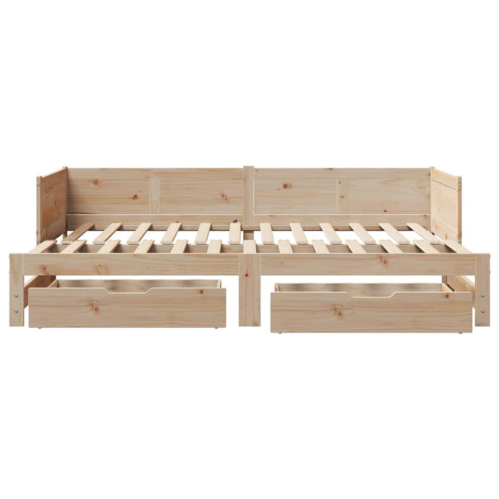 daybed med udtræk og skuffer uden madras 90x190 cm