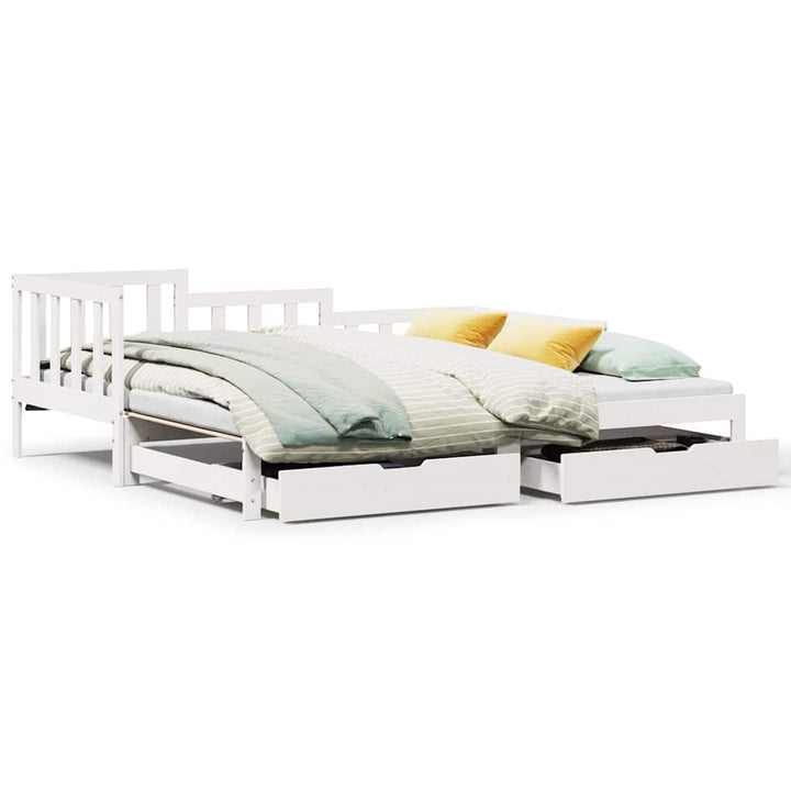 daybed med udtræk og skuffer uden madras 90x190 cm hvid