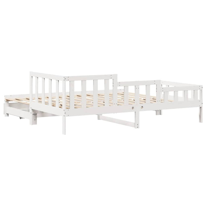 daybed med udtræk og skuffer uden madras 90x190 cm hvid