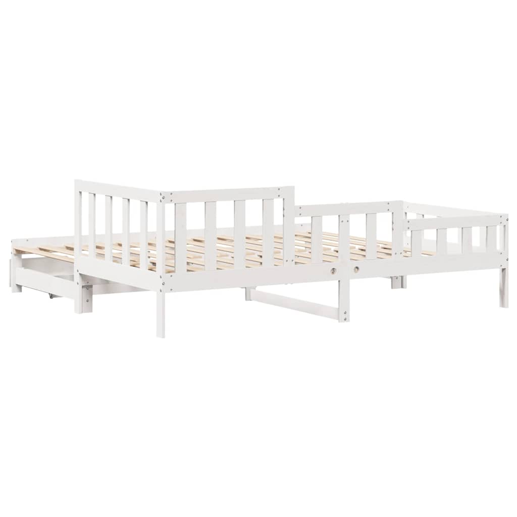daybed med udtræk og skuffer uden madras 90x190 cm hvid