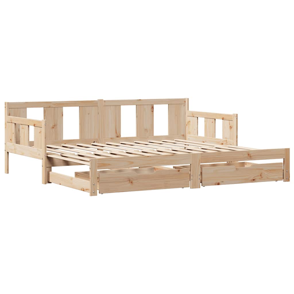 daybed med udtræk og skuffer uden madras 90x190 cm