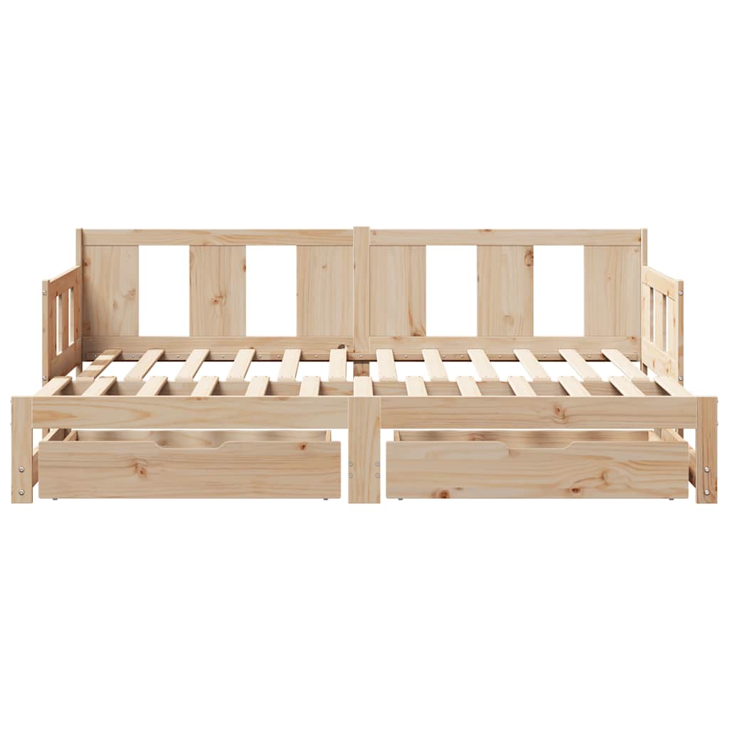 daybed med udtræk og skuffer uden madras 90x190 cm