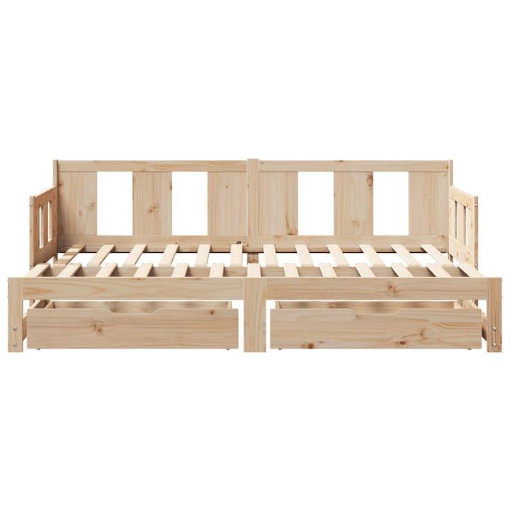 daybed med udtræk og skuffer uden madras 90x190 cm