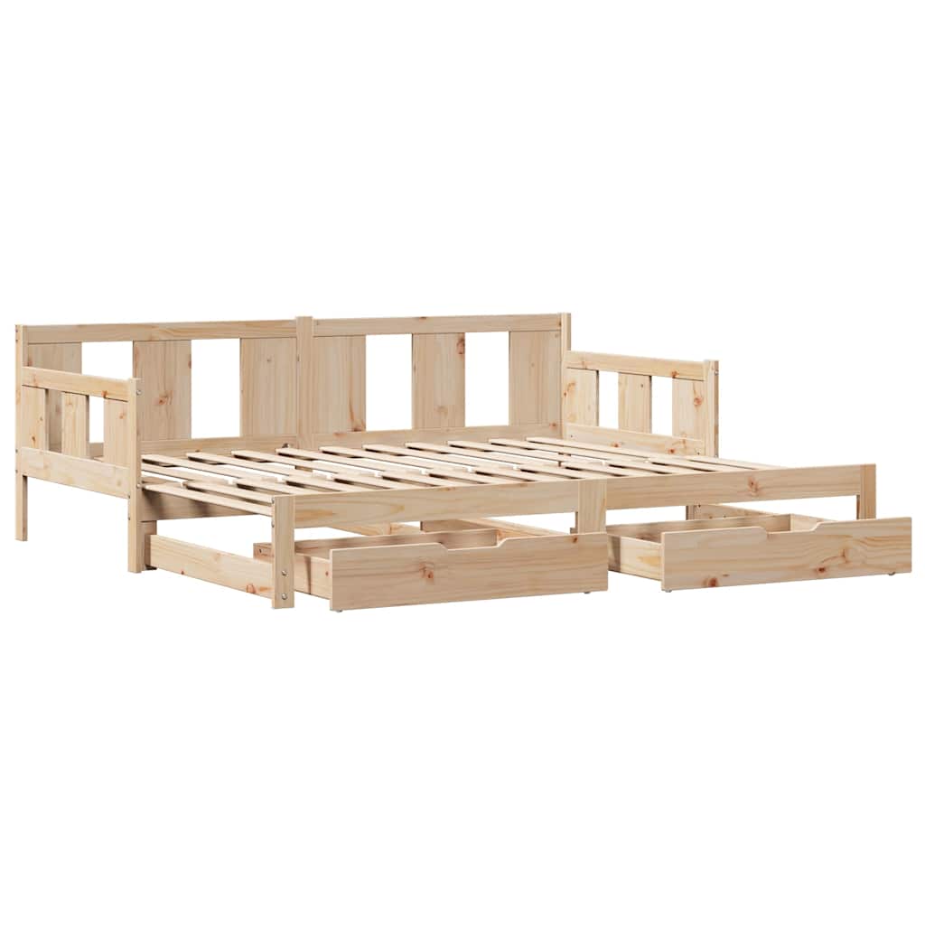 daybed med udtræk og skuffer uden madras 90x190 cm