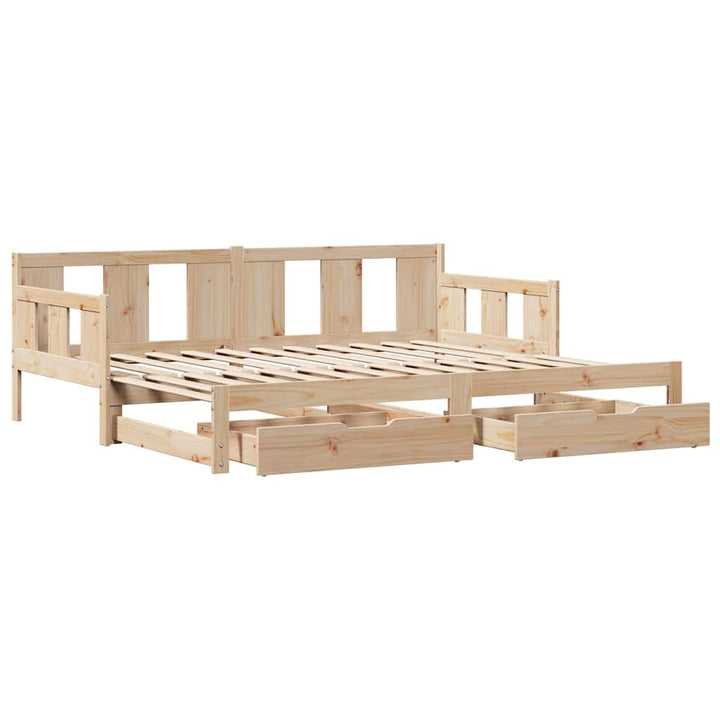 daybed med udtræk og skuffer uden madras 90x190 cm