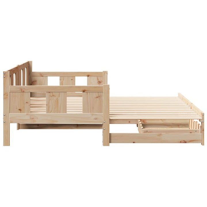 daybed med udtræk og skuffer uden madras 90x190 cm