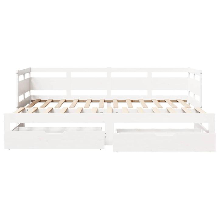 daybed med udtræk og skuffer uden madras 90x200 cm hvid