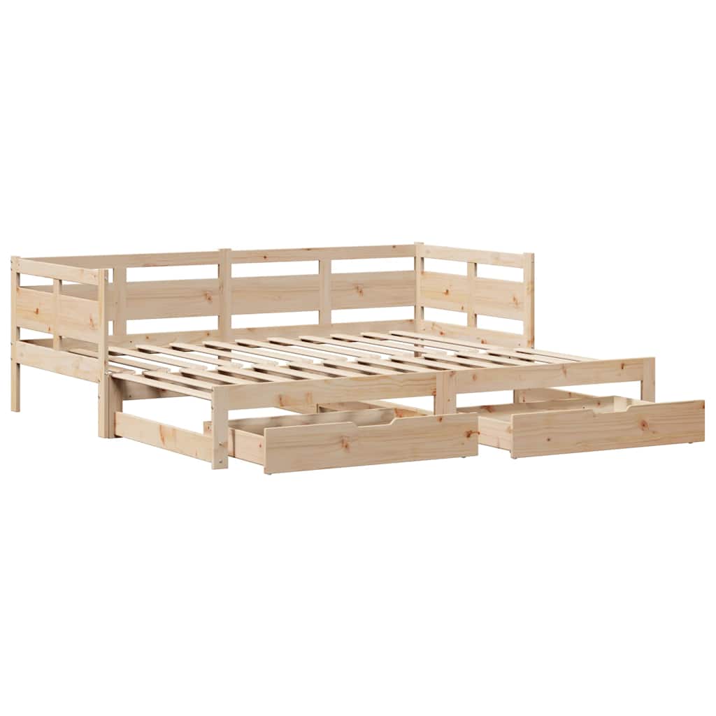 daybed med udtræk og skuffer uden madras 80x200 cm