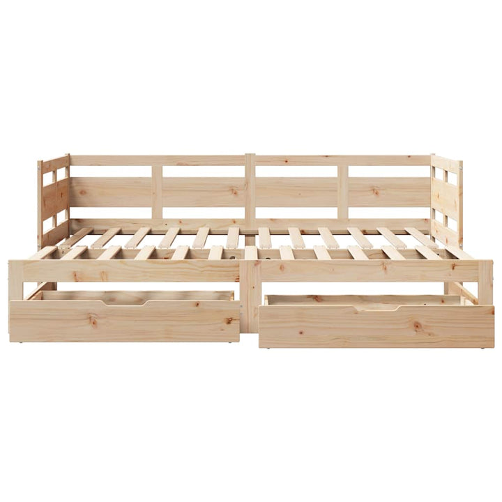 daybed med udtræk og skuffer uden madras 80x200 cm