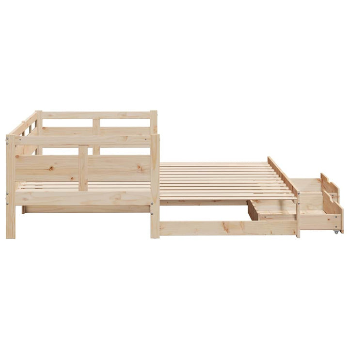 daybed med udtræk og skuffer uden madras 80x200 cm