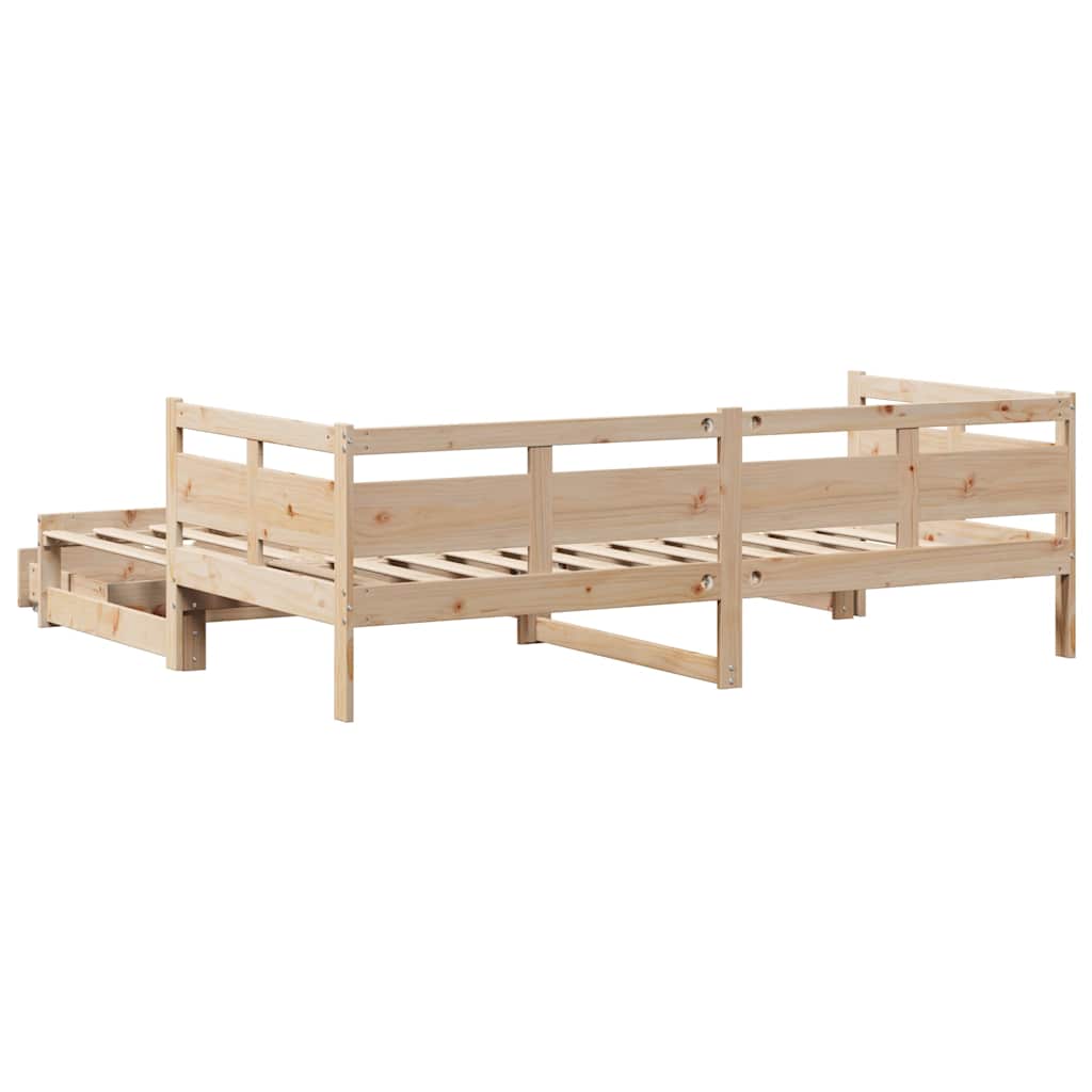 daybed med udtræk og skuffer uden madras 80x200 cm