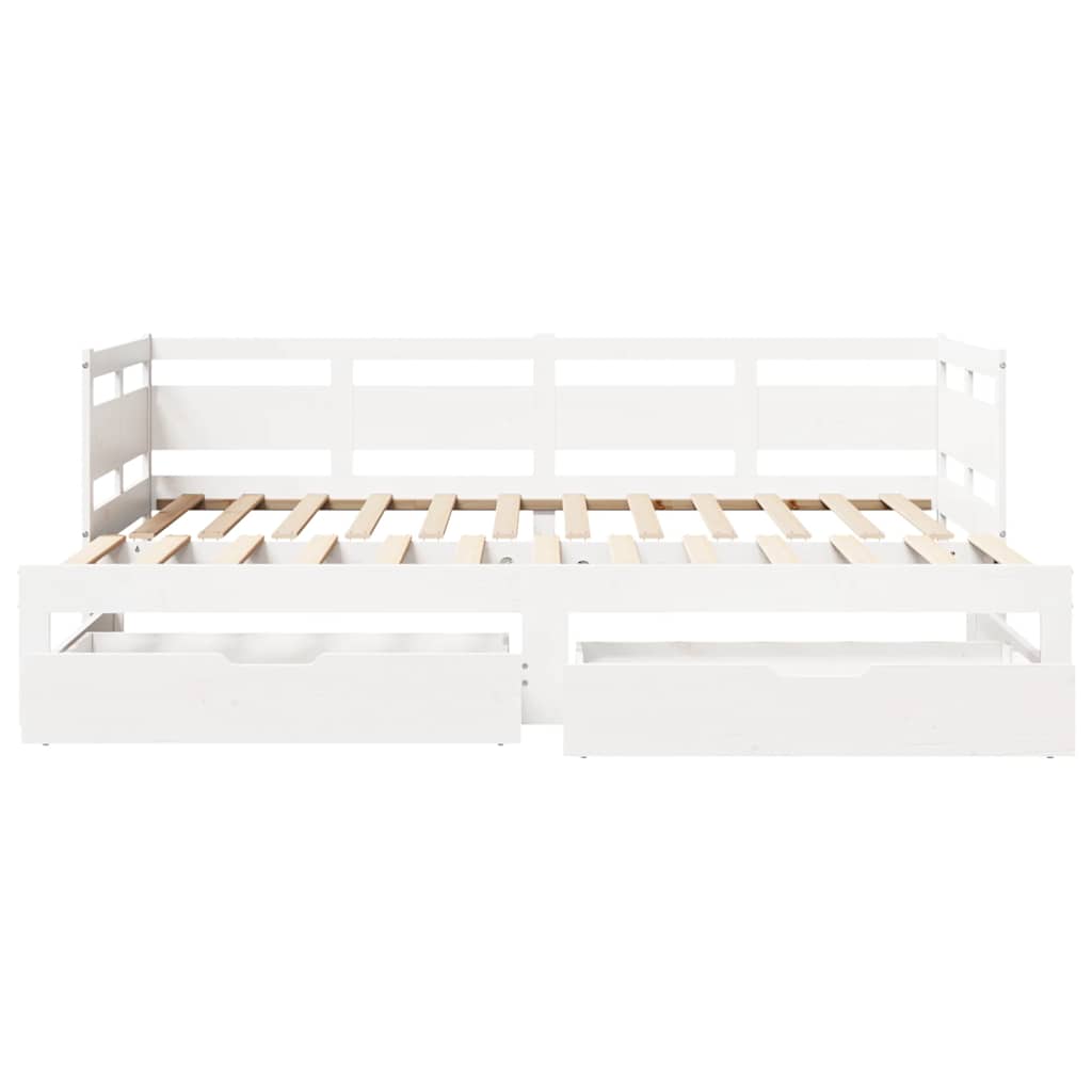 daybed med udtræk og skuffer uden madras 80x200 cm hvid