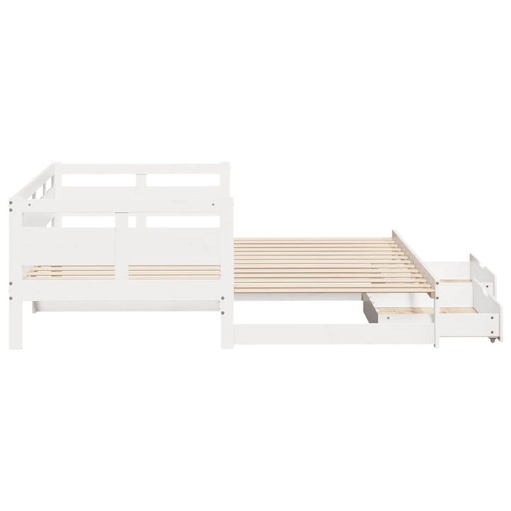 daybed med udtræk og skuffer uden madras 80x200 cm hvid