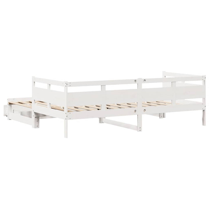 daybed med udtræk og skuffer uden madras 80x200 cm hvid
