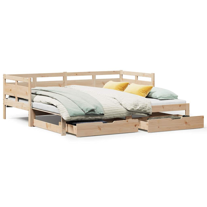 daybed med udtræk og skuffer uden madras 90x190 cm
