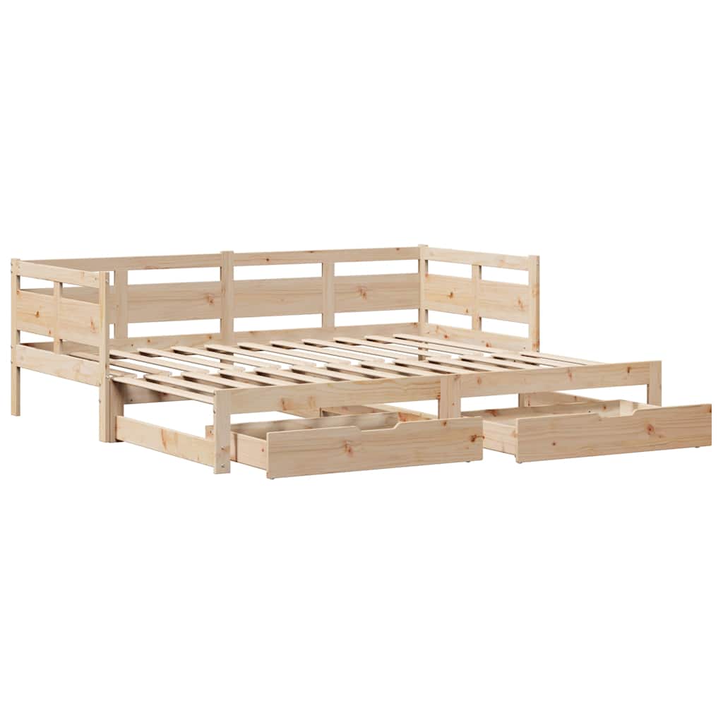 daybed med udtræk og skuffer uden madras 90x190 cm
