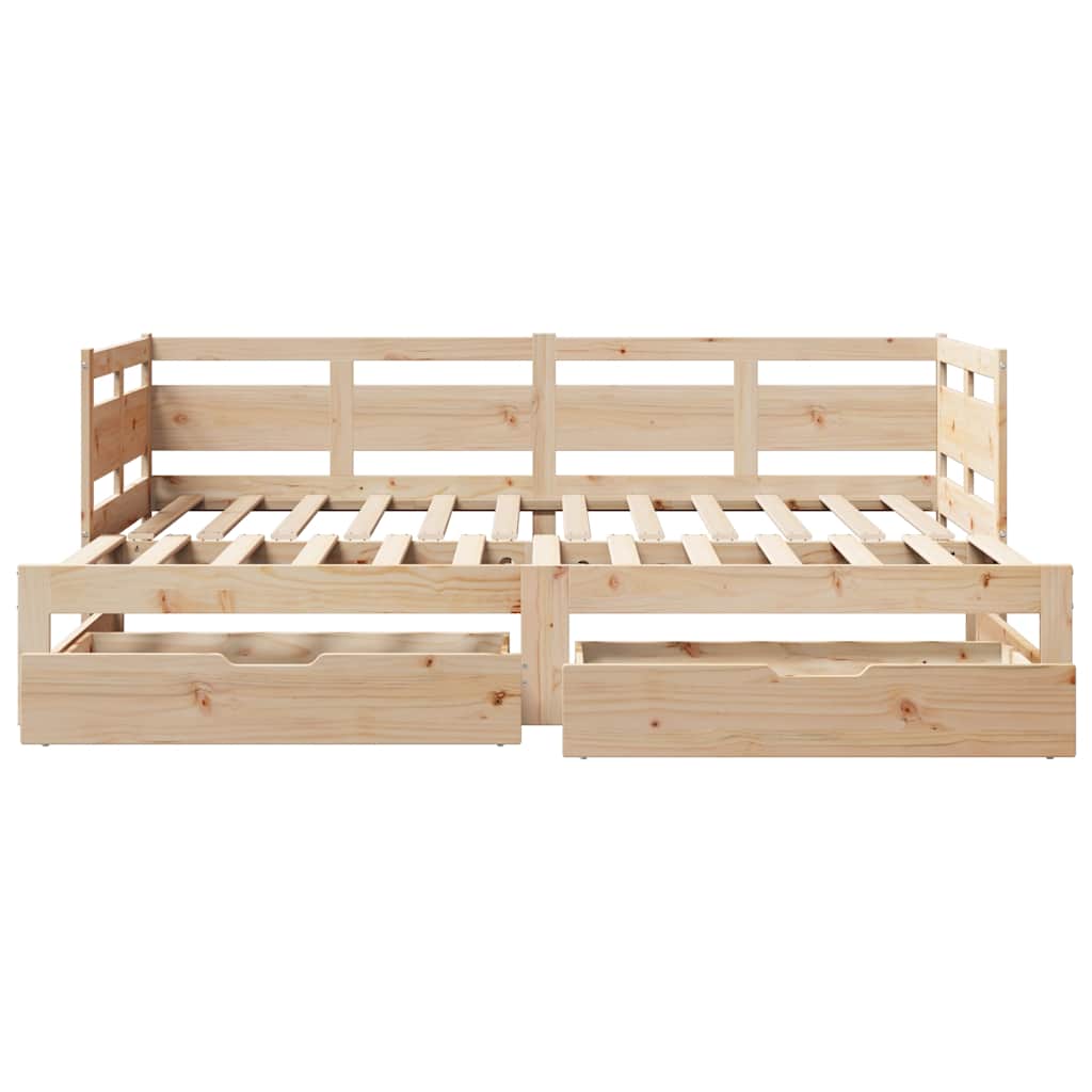 daybed med udtræk og skuffer uden madras 90x190 cm