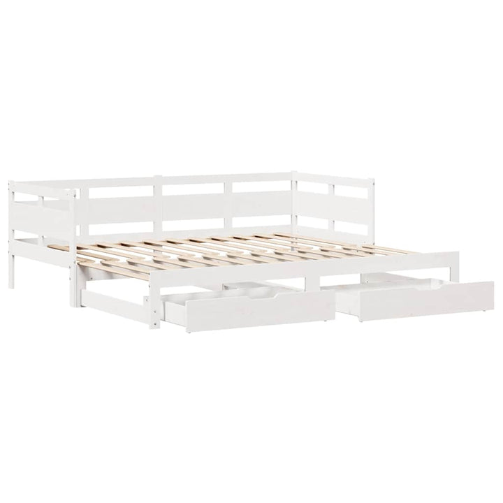 daybed med udtræk og skuffer uden madras 90x190 cm hvid