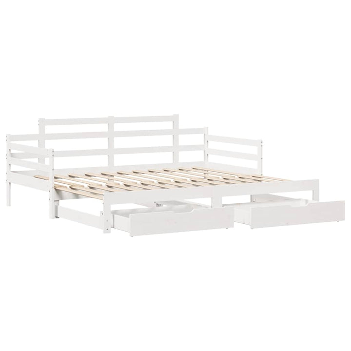 daybed med udtræk og skuffer uden madras 90x200 cm hvid