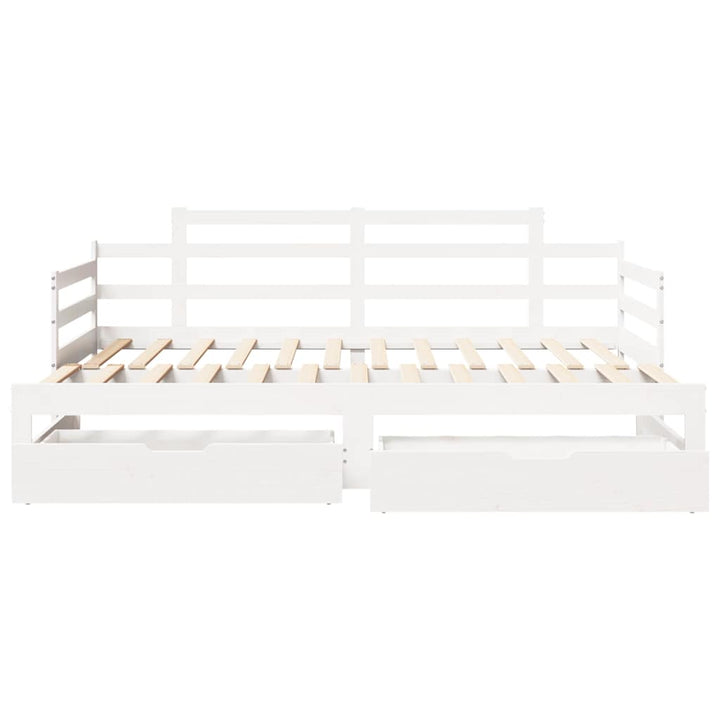daybed med udtræk og skuffer uden madras 90x200 cm hvid
