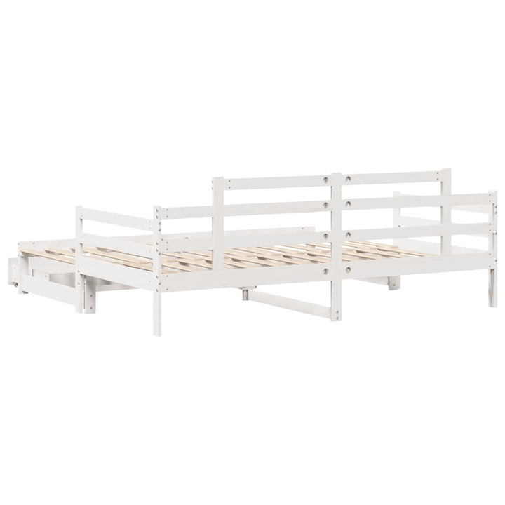 daybed med udtræk og skuffer uden madras 90x200 cm hvid