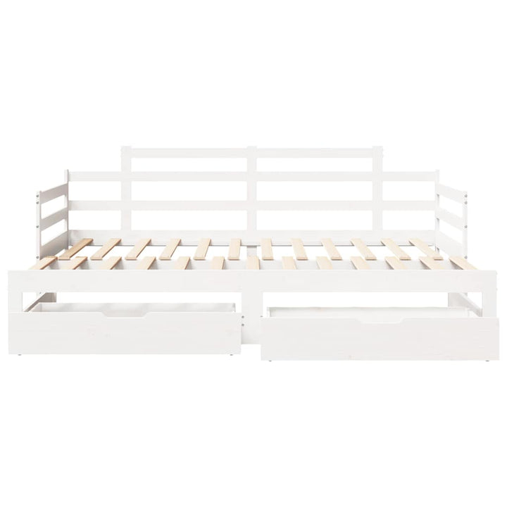 daybed med udtræk og skuffer uden madras 80x200 cm hvid