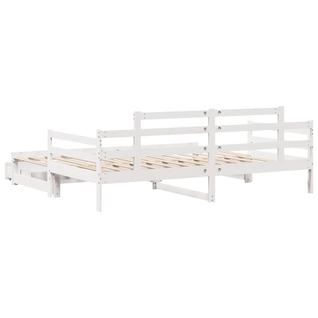 daybed med udtræk og skuffer uden madras 80x200 cm hvid