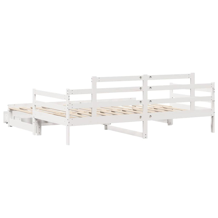 daybed med udtræk og skuffer uden madras 80x200 cm hvid