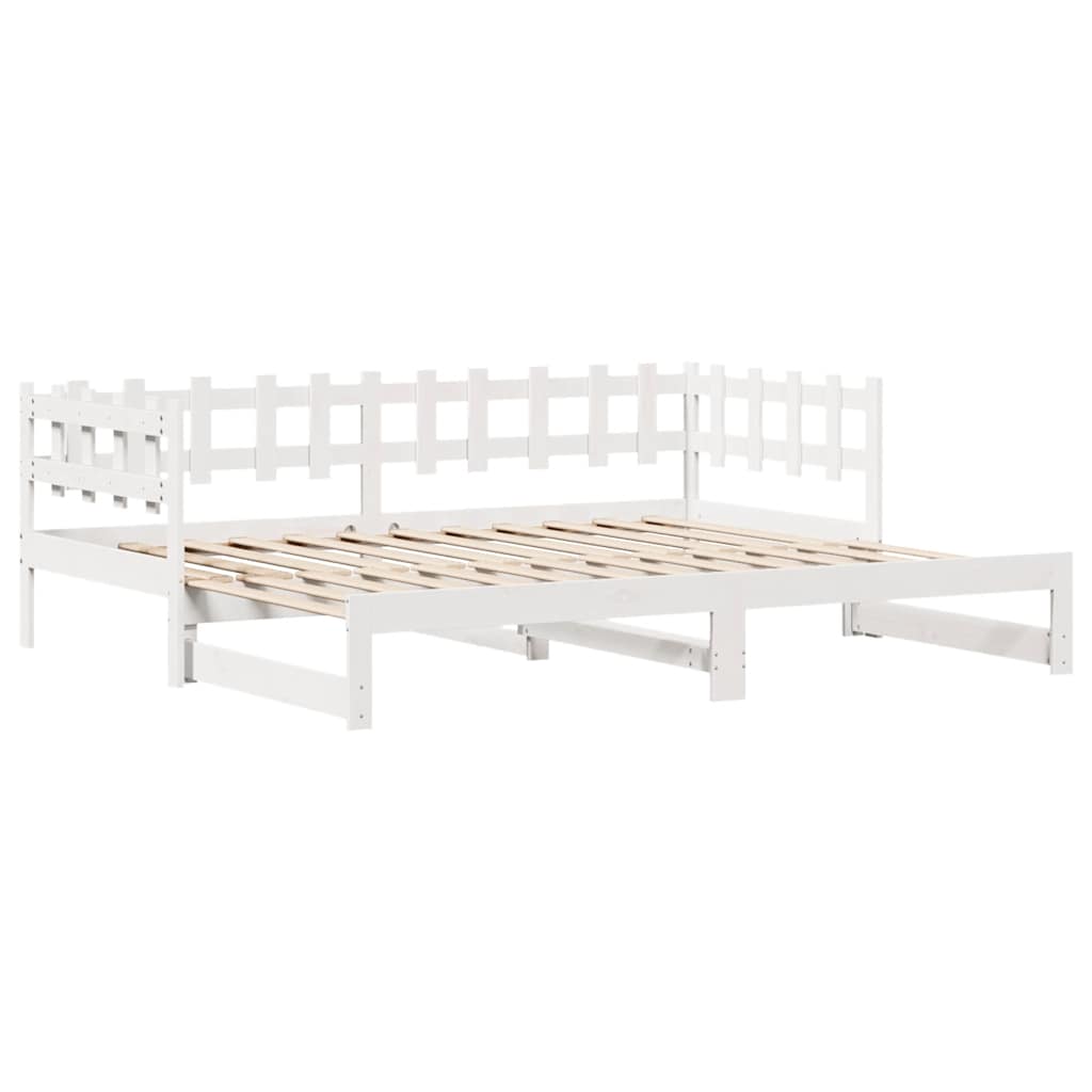 daybed med udtræk og skuffer uden madras 90x200 cm hvid