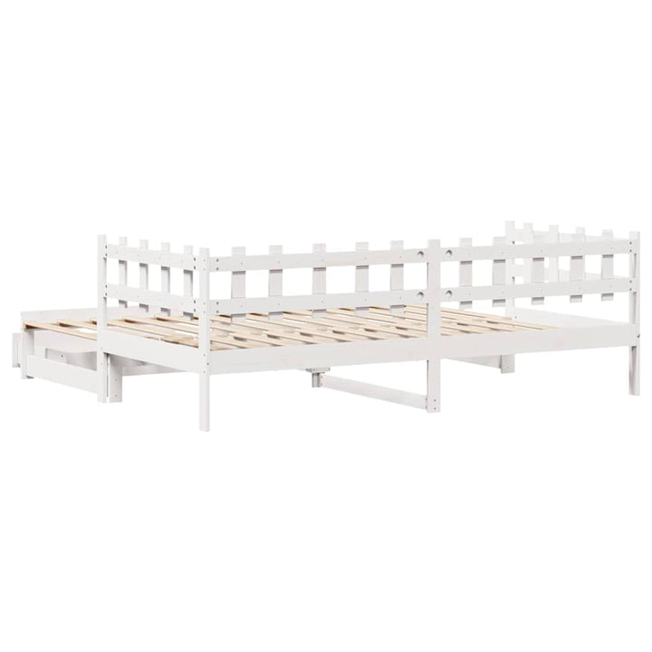 daybed med udtræk og skuffer uden madras 90x200 cm hvid