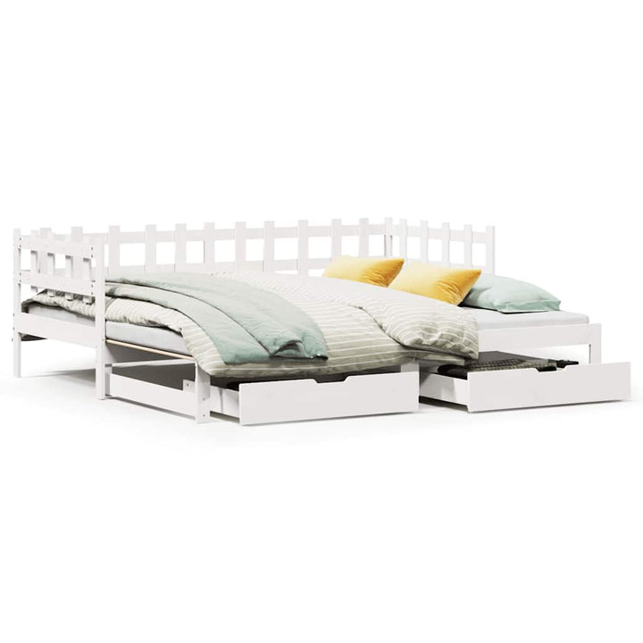 daybed med udtræk og skuffer uden madras 90x190 cm hvid