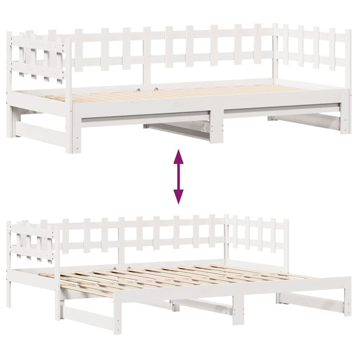 daybed med udtræk og skuffer uden madras 90x190 cm hvid